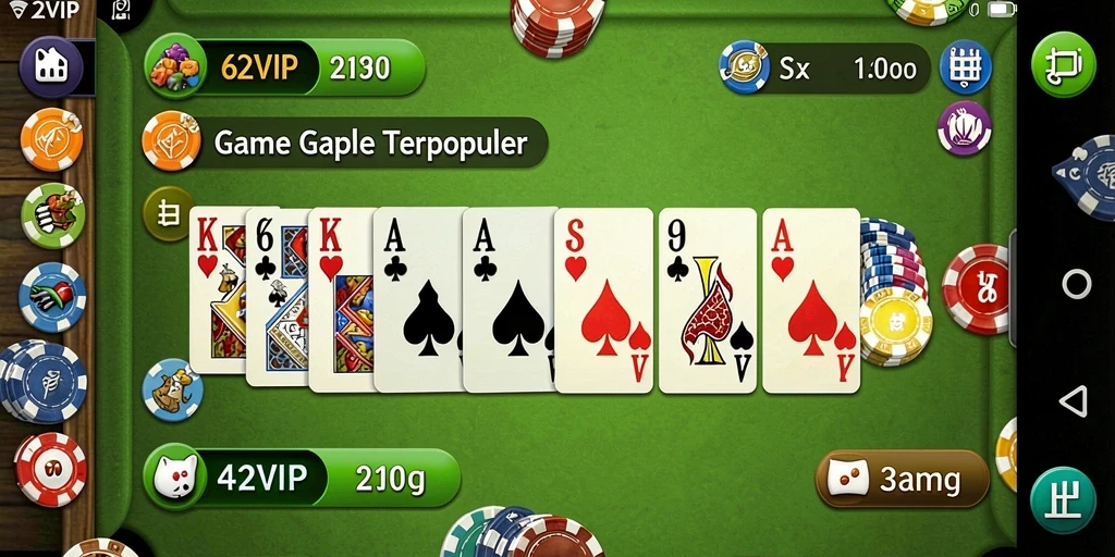 Tampilan gameplay 62VIP yang menarik saat bermain Gaple.