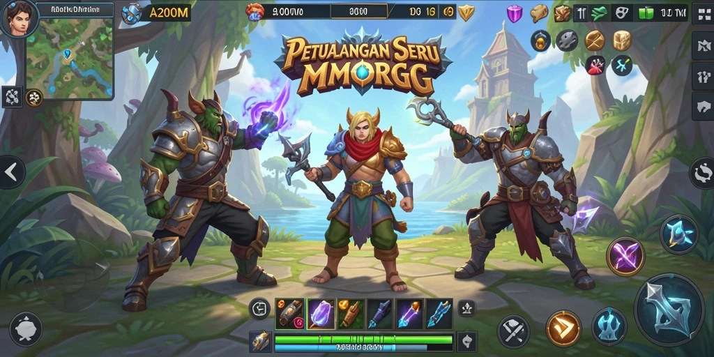 Screenshot A200M menunjukkan aksi seru dalam pertempuran MMORPG.