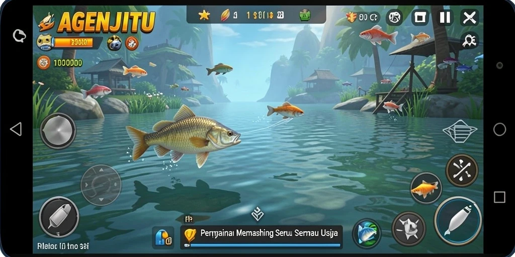Tampilan gameplay AGENJITU yang menggembirakan dan menenangkan.