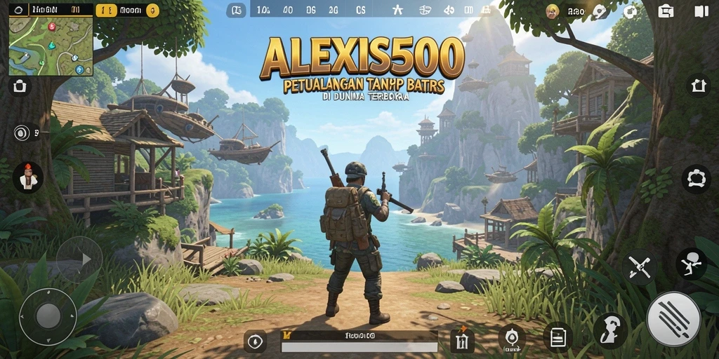 Tampilan seru dari gameplay ALEXIS500 dalam dunia terbuka yang luas.