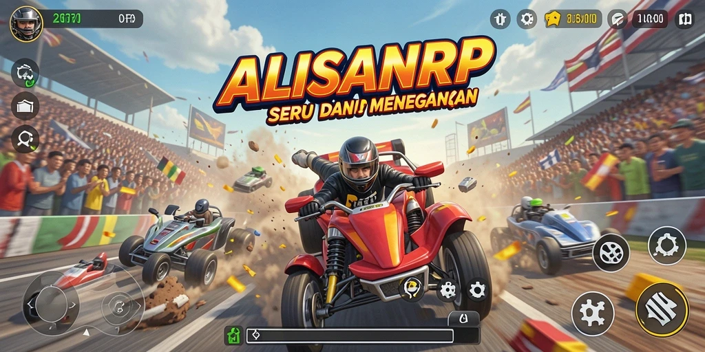 Screenshot utama ALISANRP dengan tampilan balapan yang mendebarkan.