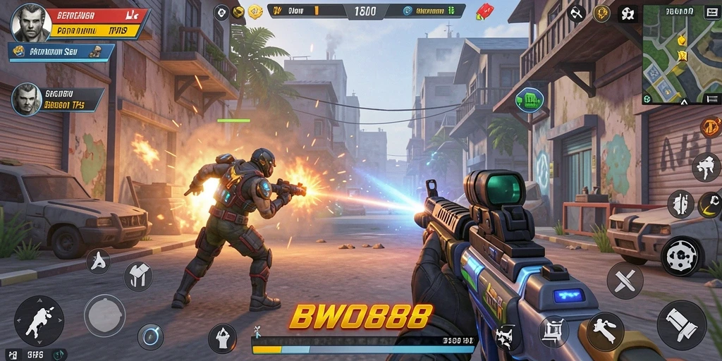 Screenshot gameplay BWO888 menampilkan aksi seru dalam TPS.