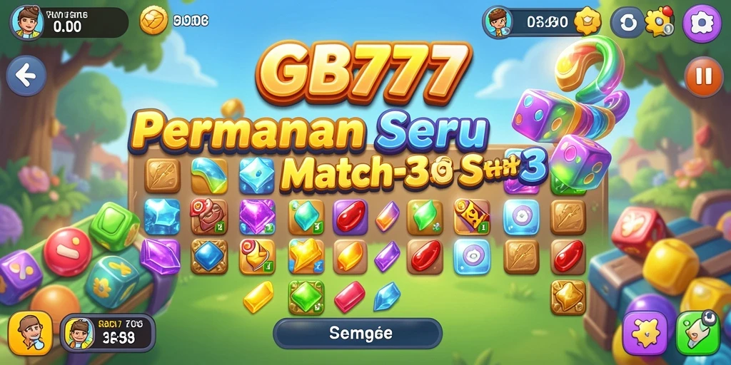Tampilan menarik dari gameplay Match-3 GB777 yang seru dan penuh warna.
