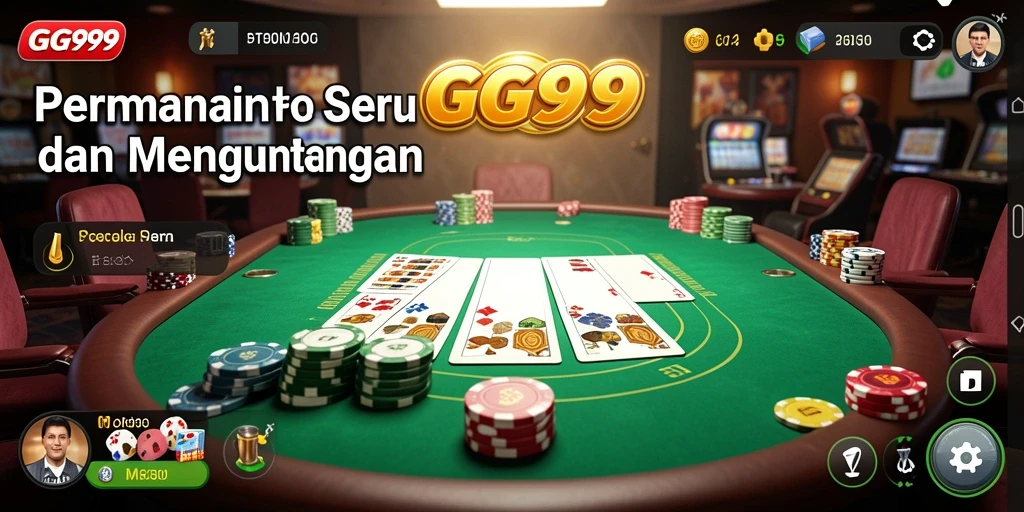 Screenshot gameplay GG999 menampilkan suasana permainan Poker yang menarik dan interaktif.