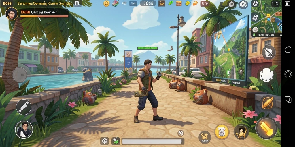 Tampilan gameplay seru ID098 dengan karakter berwarna-warni.