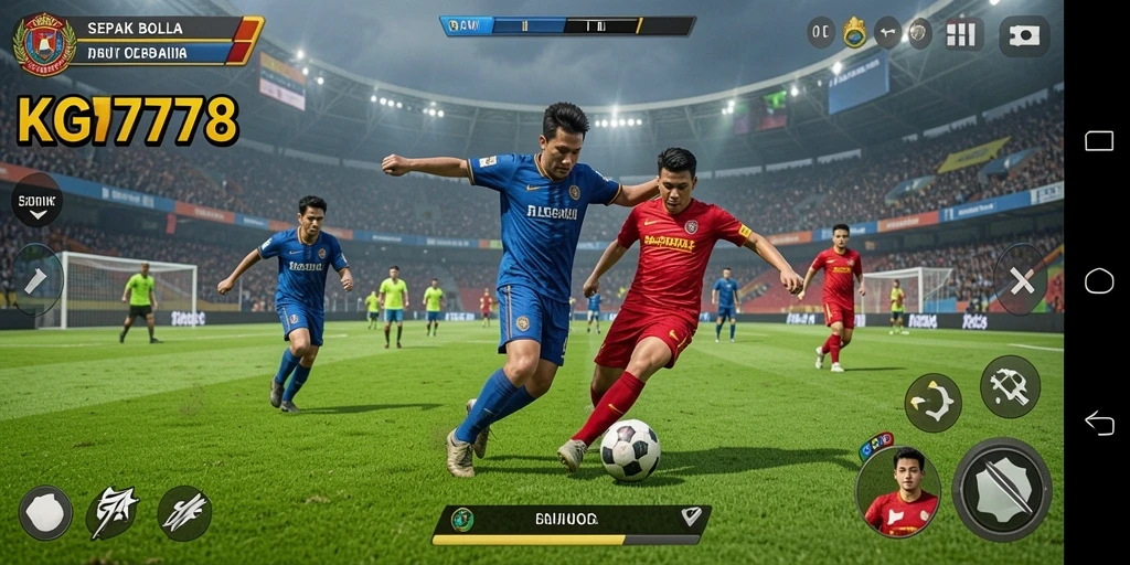 Screenshot menunjukkan aksi mendebarkan dari gameplay sepak bola.