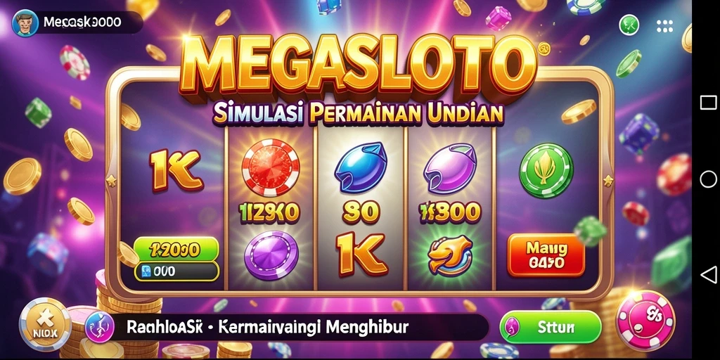 Tampilan gameplay MEGASLOTO dengan fitur undian yang menarik.