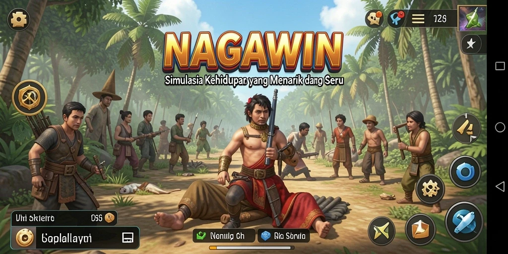 Tampilan gameplay yang menarik dari NAGAWIN dengan banyak aktivitas interaktif.
