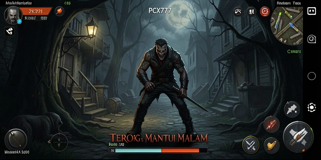 Screenshot menunjukkan ketegangan gameplay dengan suasana angker.