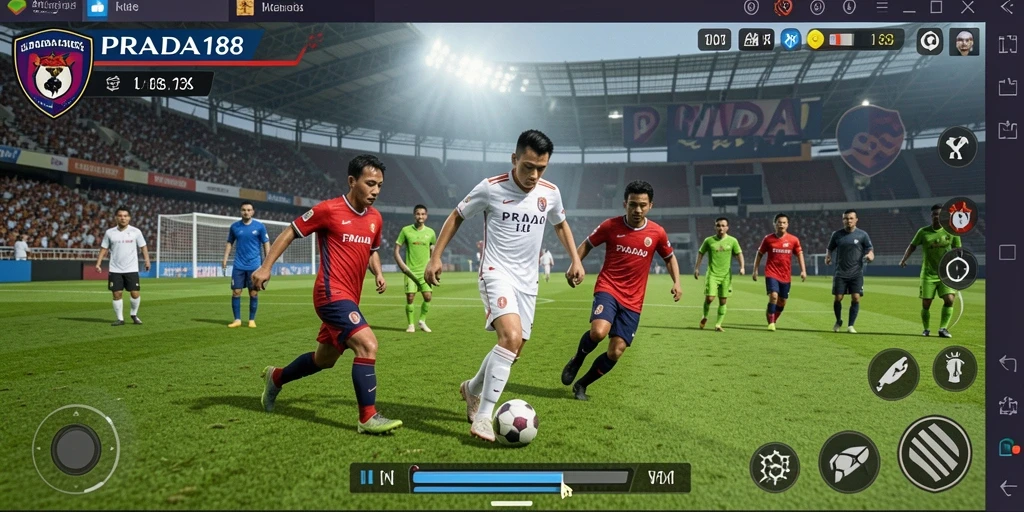 Tampilan gameplay seru PRADA188 dalam pertandingan sepak bola.
