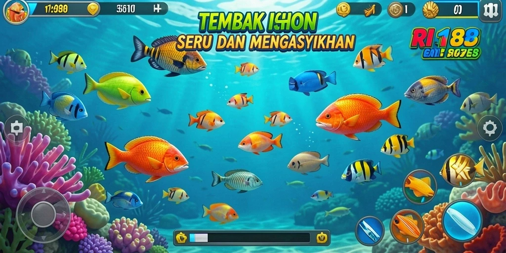 Gameplay menegangkan dan menyenangkan dari RI188 saat bermain Tembak Ikan.