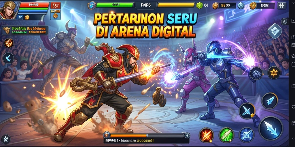 Screenshot gameplay RPVIP6 dengan pertarungan yang mendebarkan.