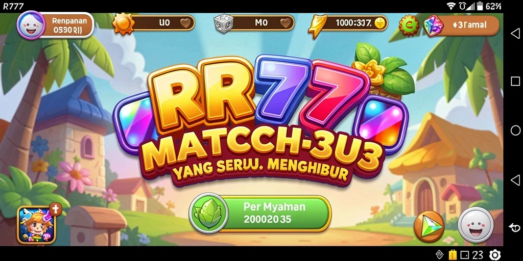 Screenshot gameplay Match-3 yang penuh warna dan menantang.