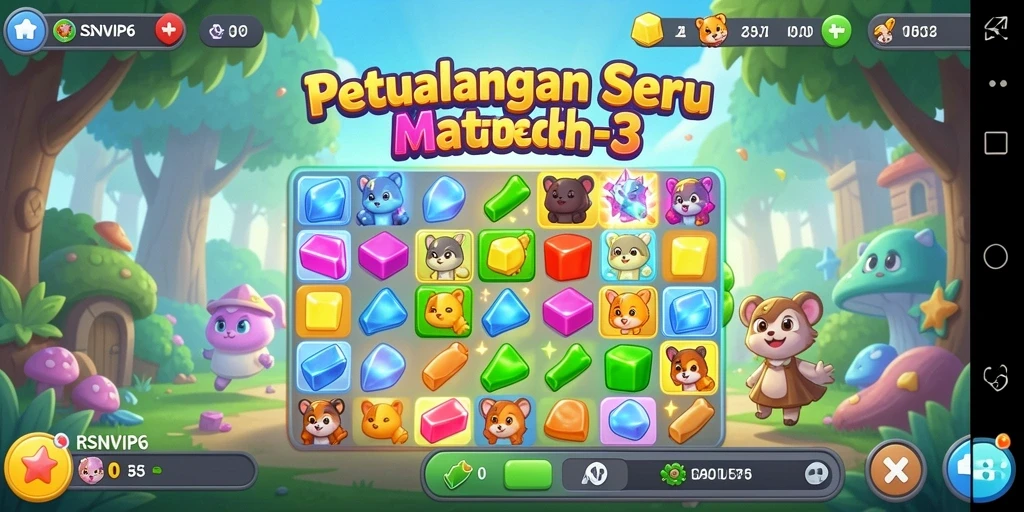 Tampilan gameplay menarik dari RSNVIP6 saat mencocokkan item Match-3.