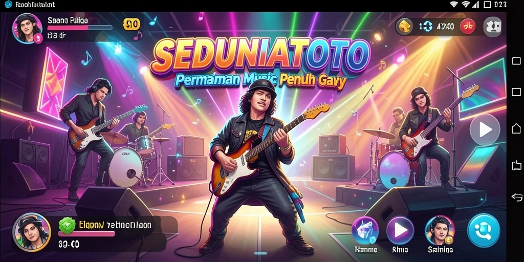 Tampilan gameplay SEDUNIATOTO yang penuh warna dan dinamis
