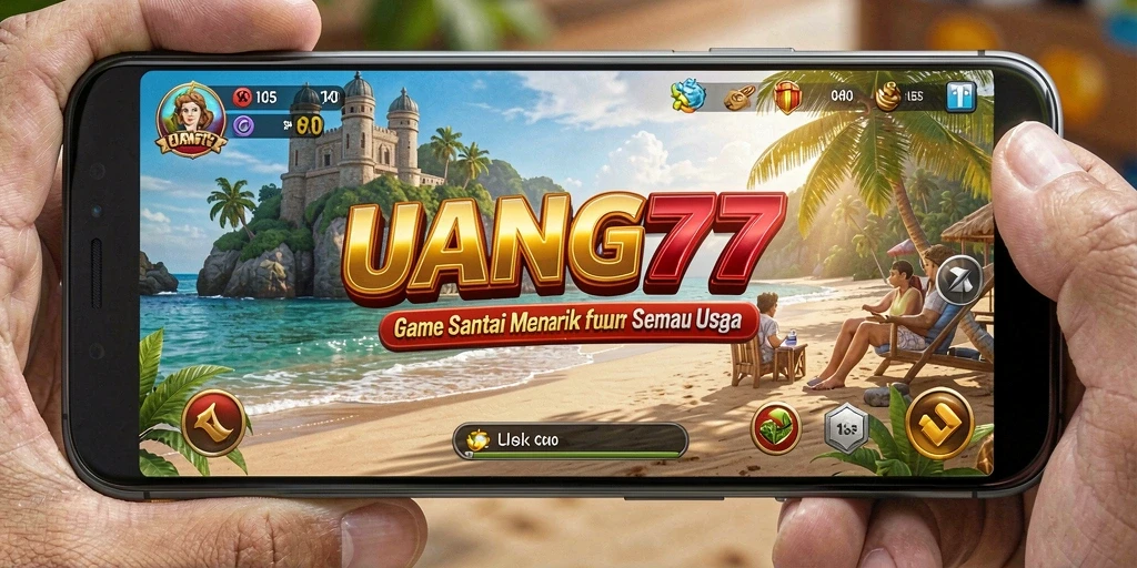 Screenshot gameplay UANG77 dengan tampilan karakter yang ceria.