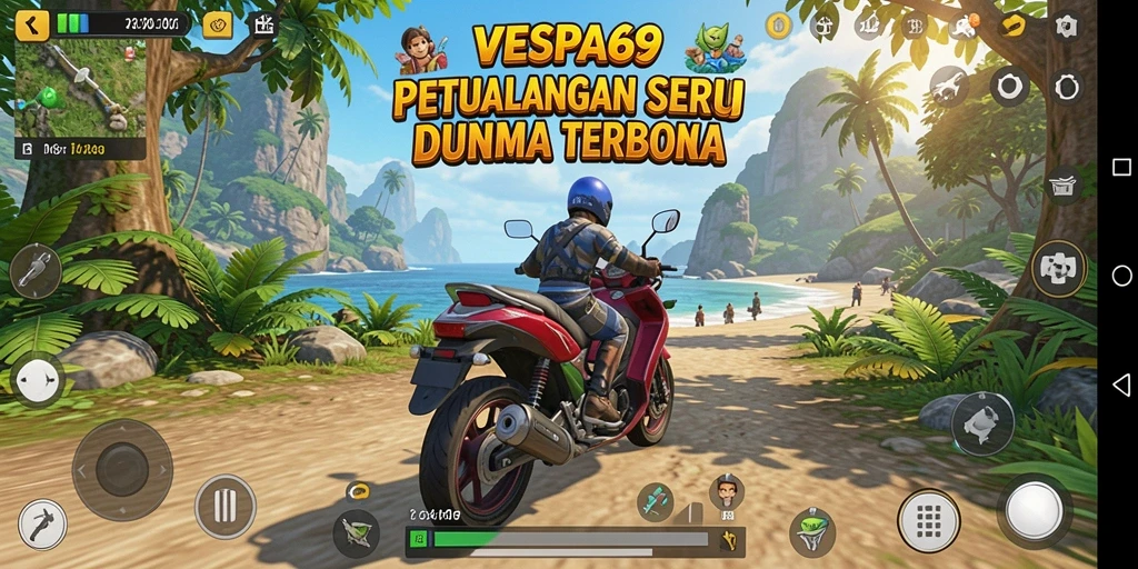 Tampilan gameplay VESPA69 yang menarik di dunia terbuka.