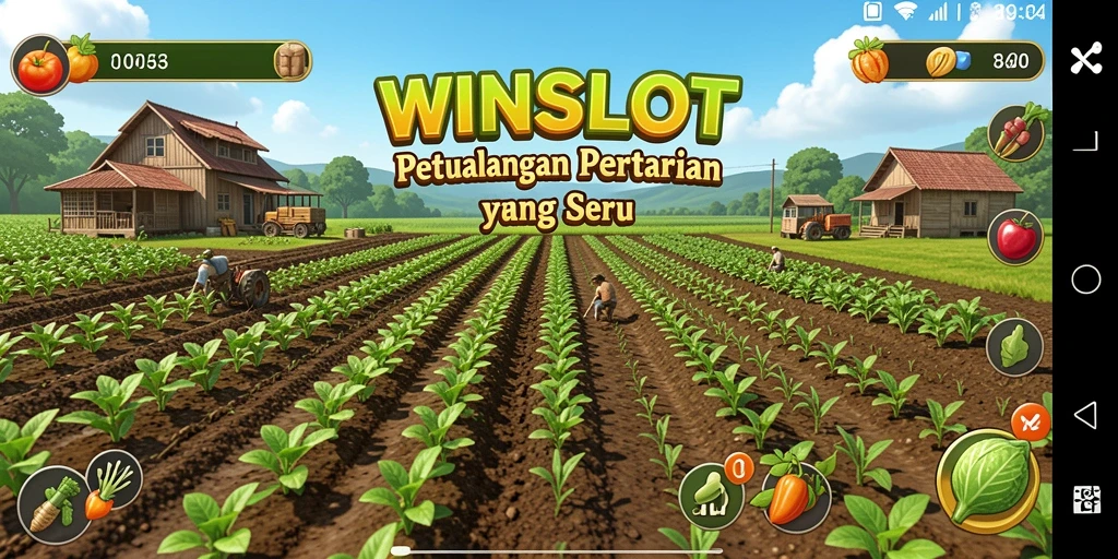 Tampilan gameplay WINSLOT yang menggambarkan aktivitas bertani yang seru.